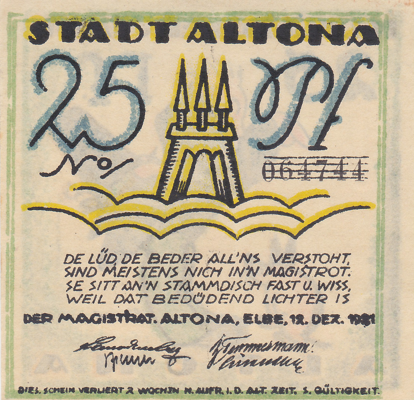 Ca. Format: 70mm x 72mm Leider kein Bild von 25 Pfennig vom 12.12.1923