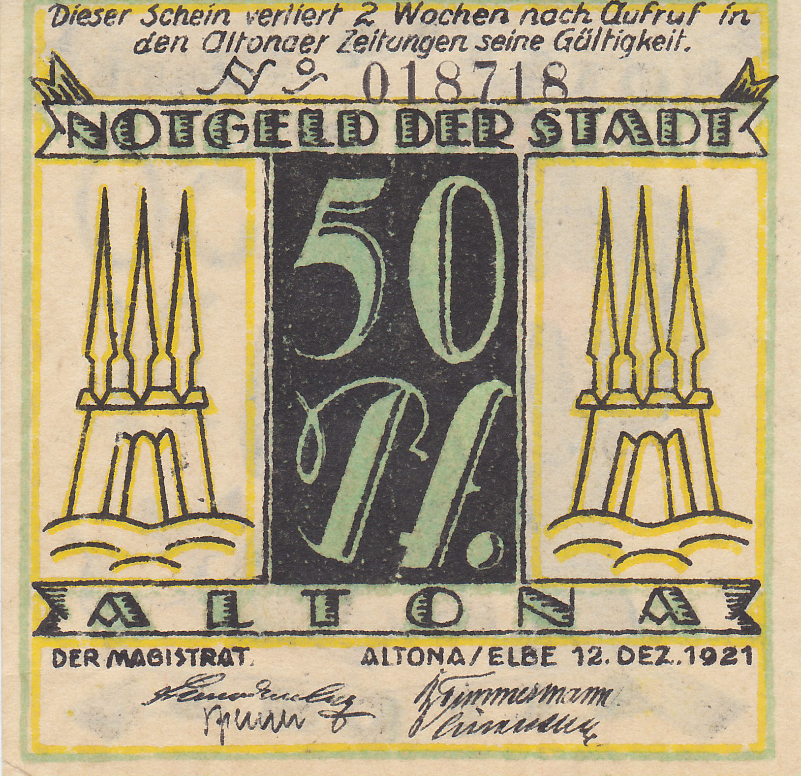 Ca. Format: 70mm x 72mm Leider kein Bild von 50 Pfennig vom 12.12.1923