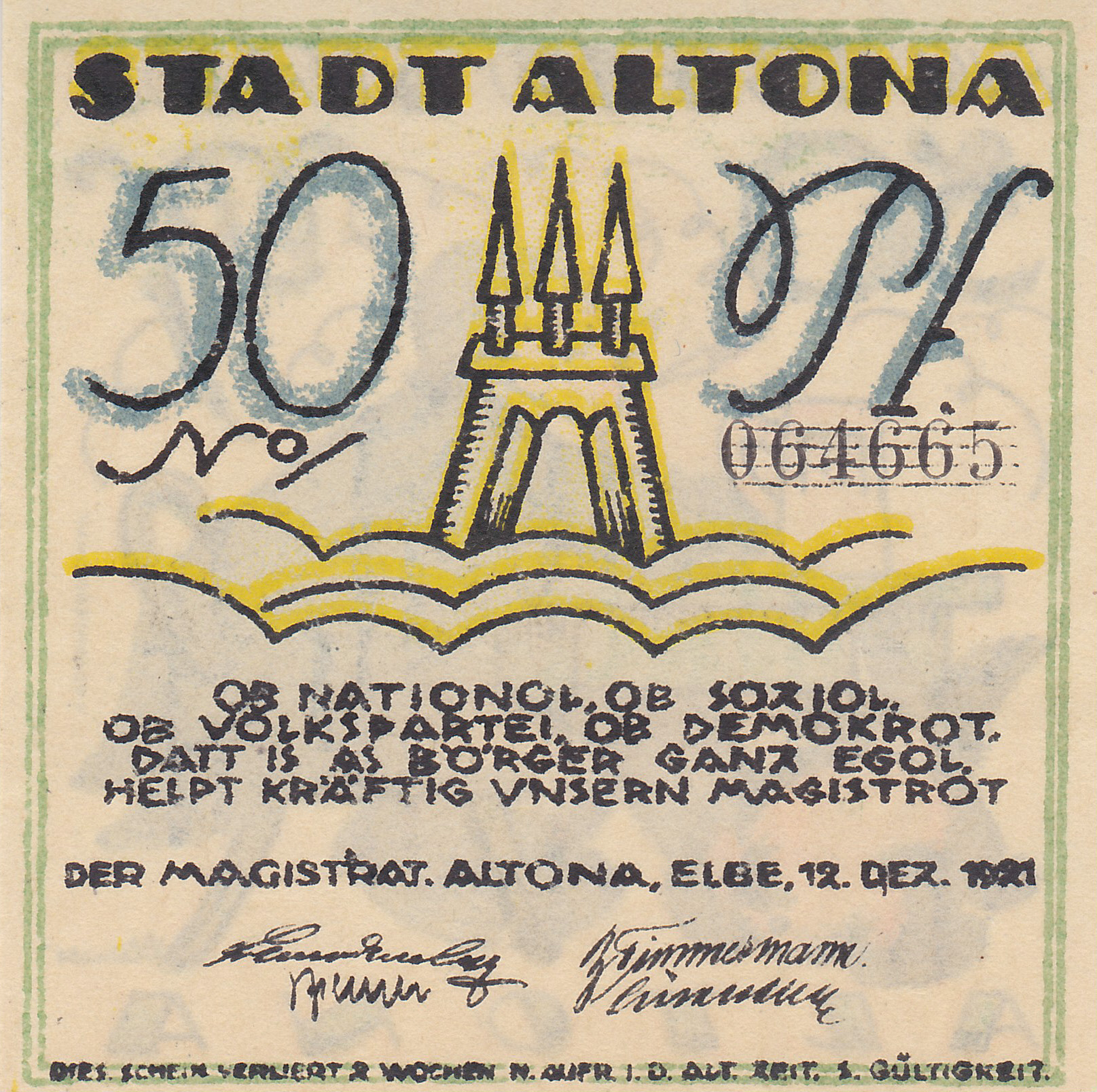 Ca. Format: 70mm x 72mm Leider kein Bild von 50 Pfennig vom 12.12.1923